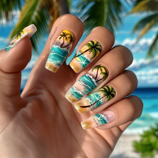 Simple DIY Beach Themed Nail Art at Home