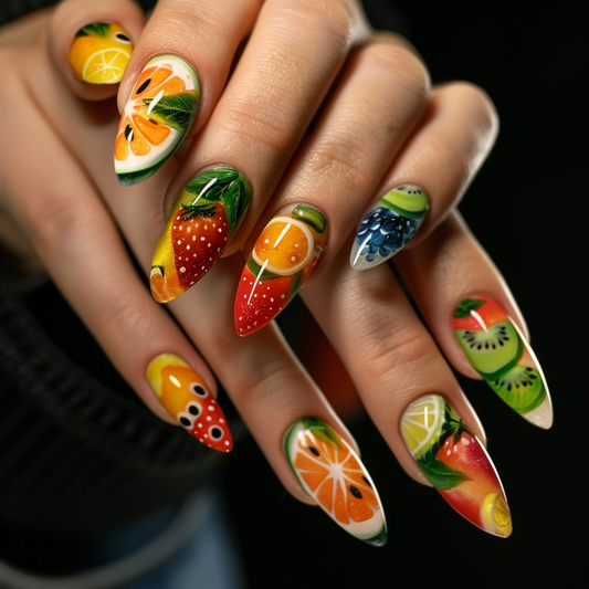 Simple DIY Fruit Nail Art Designs at Home