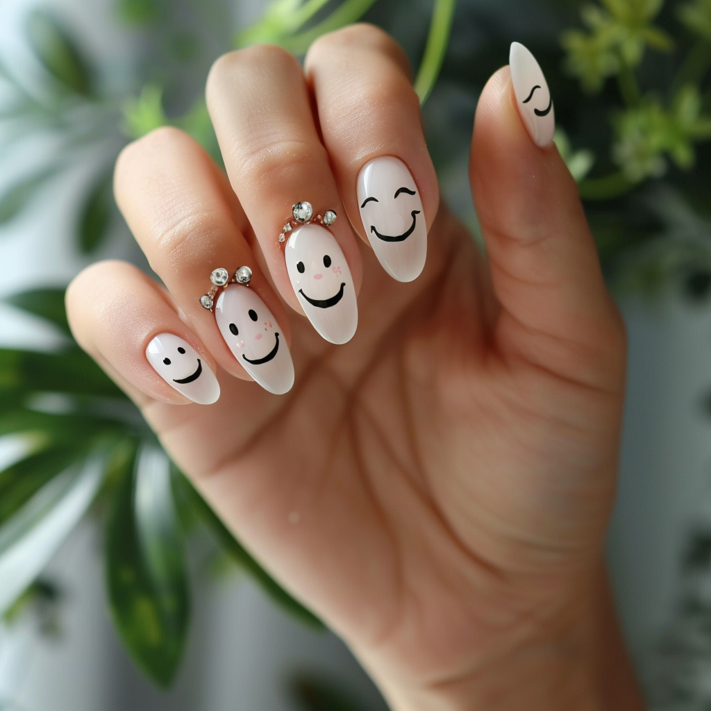 Simple DIY Happy Face Nail Art at Home