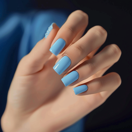 Simple DIY Sky Blue Nail Art at Home