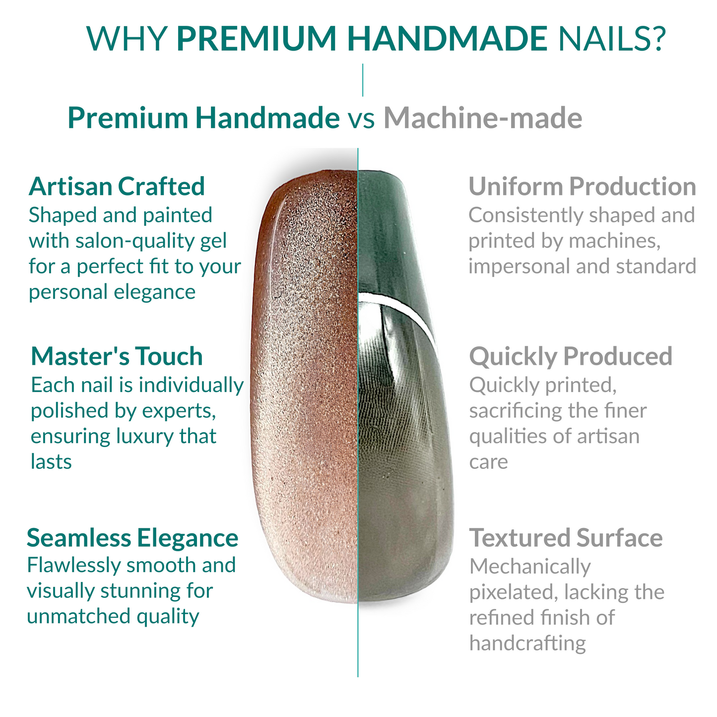 Salon Quality Handmade Acrylic Press On Nails - Emerald Twilight