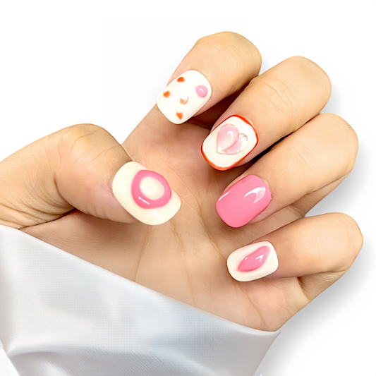 Pink Nail Art, 3D Nail Art, Oval Nail Art, Short Nail Art, Multicolor Nail Art, Fun Nail Art, Elegant Nail Art, Playful Nail Art, Artistic Nail Art, Charming Nail Art, Heart Nail Designs, Polka Dot Nail Art, Press On Nails.